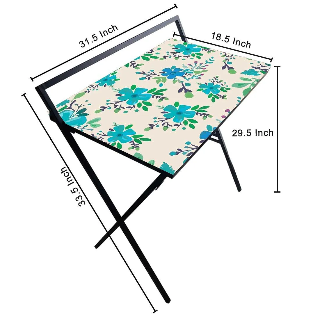 Foldable Small Study Desk Laptop Work Table for Home Bedroom-Floral