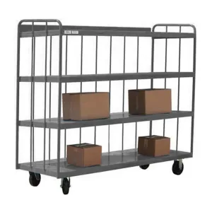 Four Shelf Stock Cart - 2000 lbs Capacity, Sloped Shelves, Gray