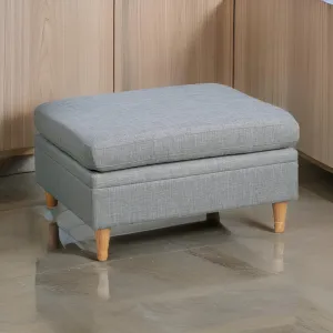 Gimy 37 Inch Ottoman, Cushioned Seat, Gray Dorris Upholstery, Solid Wood By Casagear Home