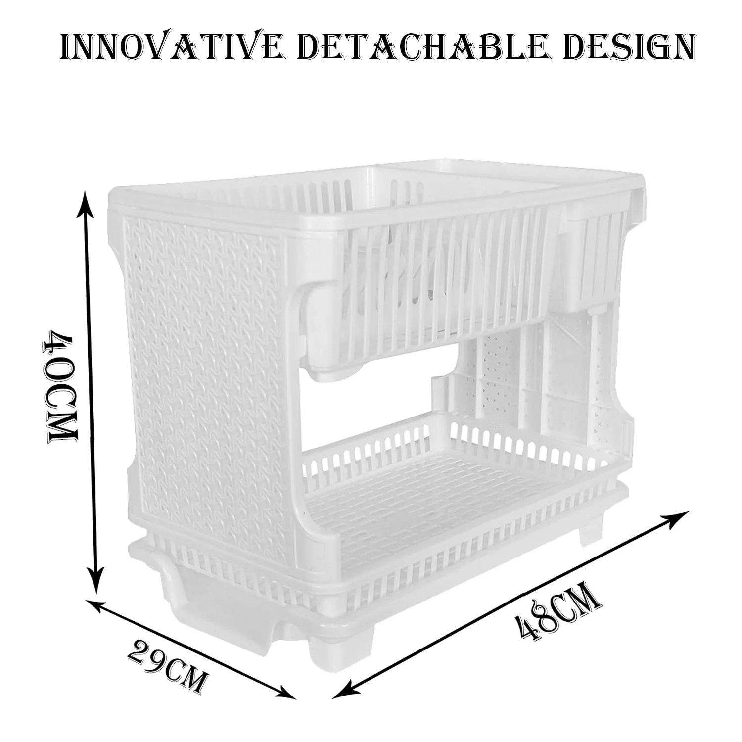 Heart Home Dish Rack | Plastic Dish Rack with Drainer | Drying Basket with Tray | Kitchen Drying Rack with Tray | Bartan Stand for Kitchen | Bartan Jali Rack | White