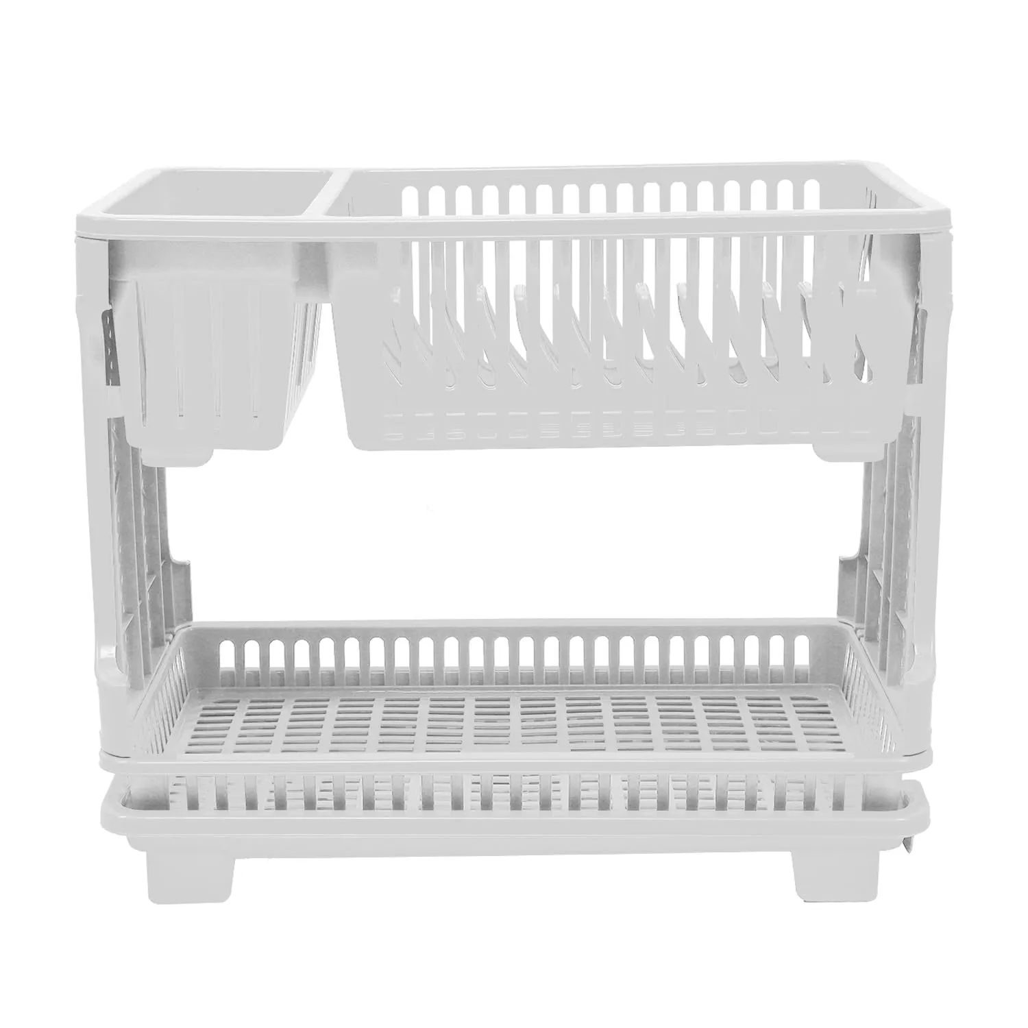 Heart Home Dish Rack | Plastic Dish Rack with Drainer | Drying Basket with Tray | Kitchen Drying Rack with Tray | Bartan Stand for Kitchen | Bartan Jali Rack | White