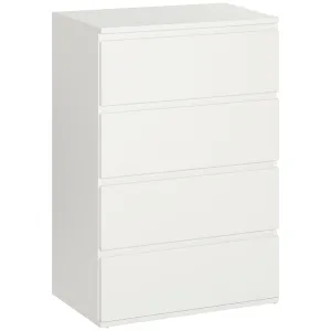 HOMCOM White 4-Drawer Chest of Drawers – Stylish & Functional Storage Solution for Bedroom & Living Room