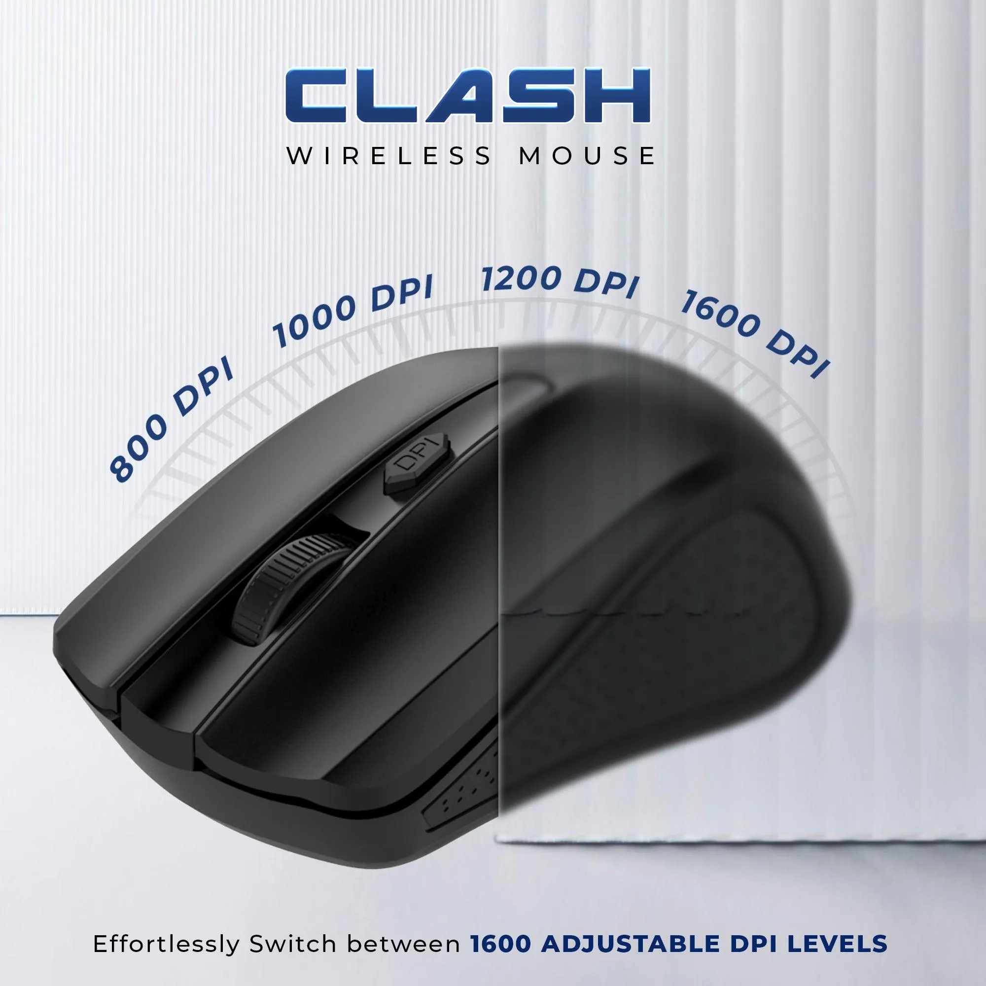 iNFiRe Clash Wireless Mouse Upto 1600 DPI, USB Nano Receiver, 4 Buttons 2.4GHz Wireless Optical Mouse