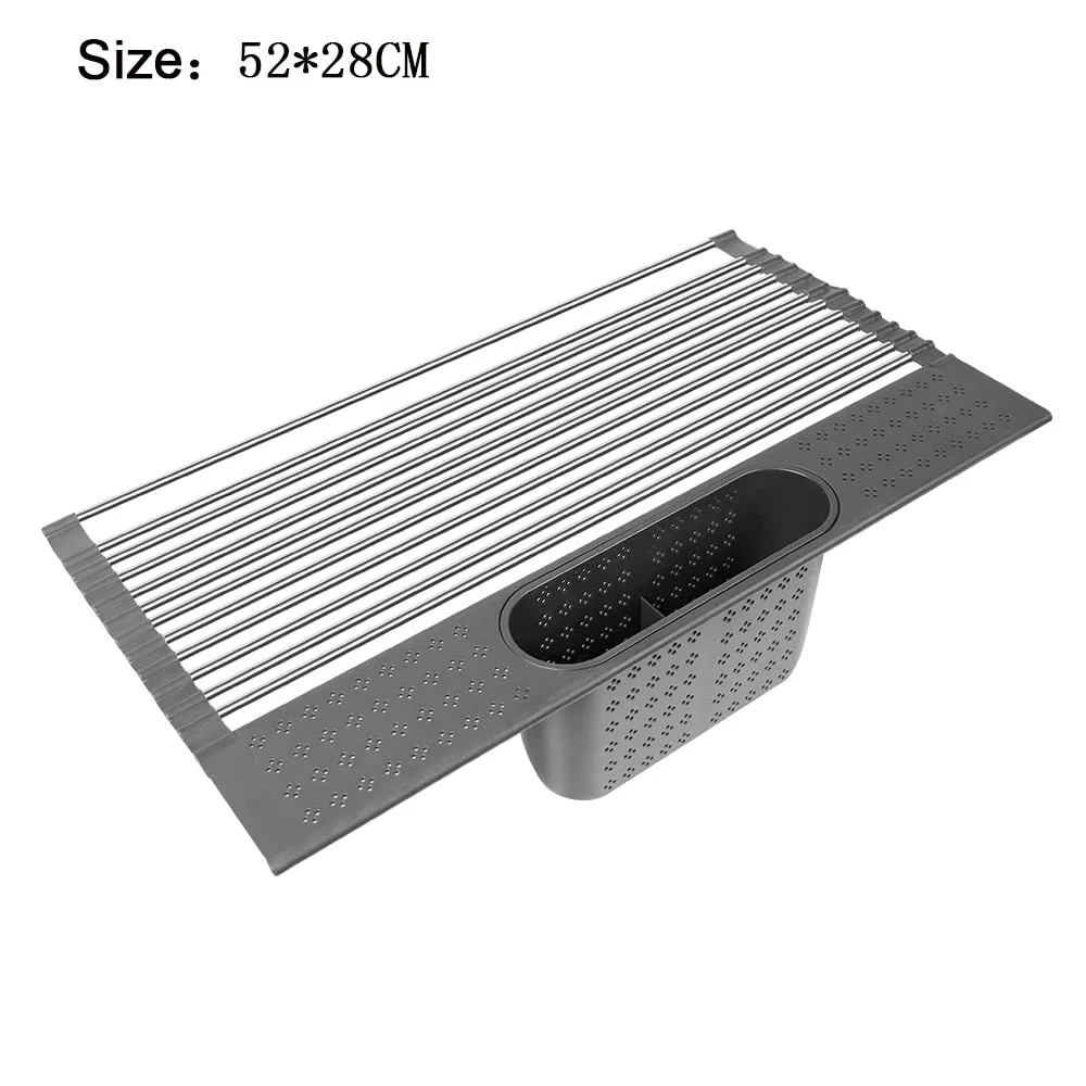 Kitchen Drain Rack Vegetable Fruit Dish Sponge Drainer Holder Basket Dinnerware Drying Shelf Stainless Steel Drainer Holder