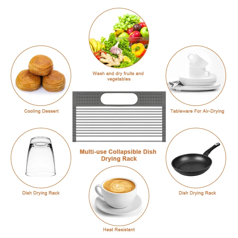 Kitchen Drain Rack Vegetable Fruit Dish Sponge Drainer Holder Basket Dinnerware Drying Shelf Stainless Steel Drainer Holder