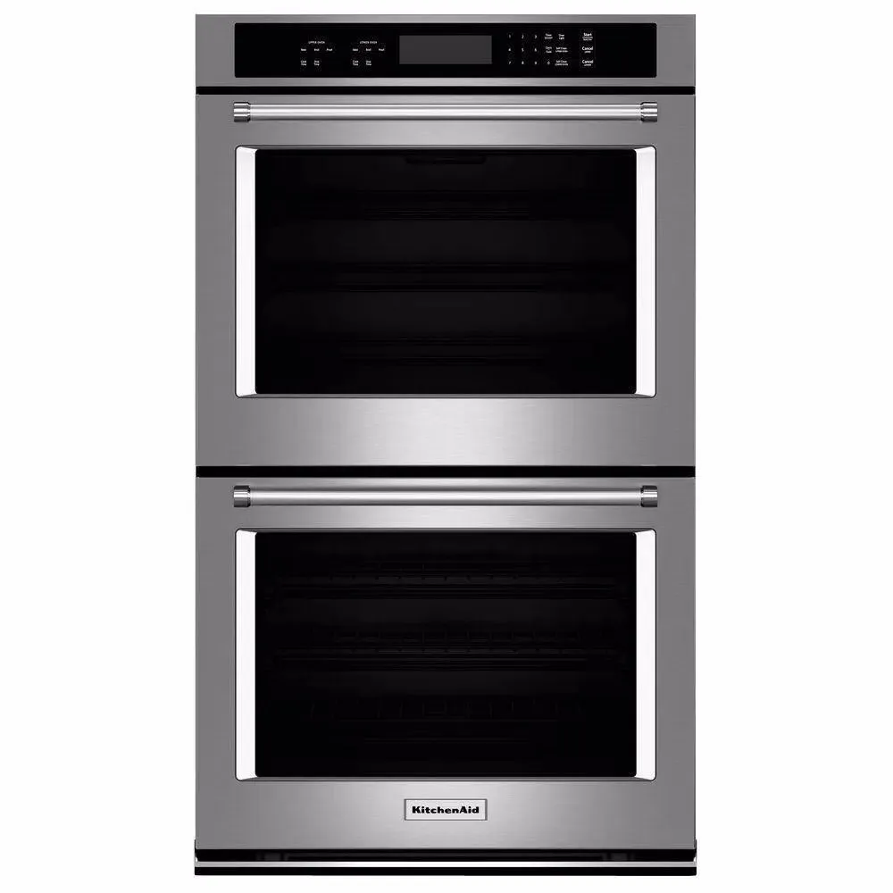 KitchenAid - 30" Double Wall Oven with Even-Heat™ Thermal Bake/Broil - Silver