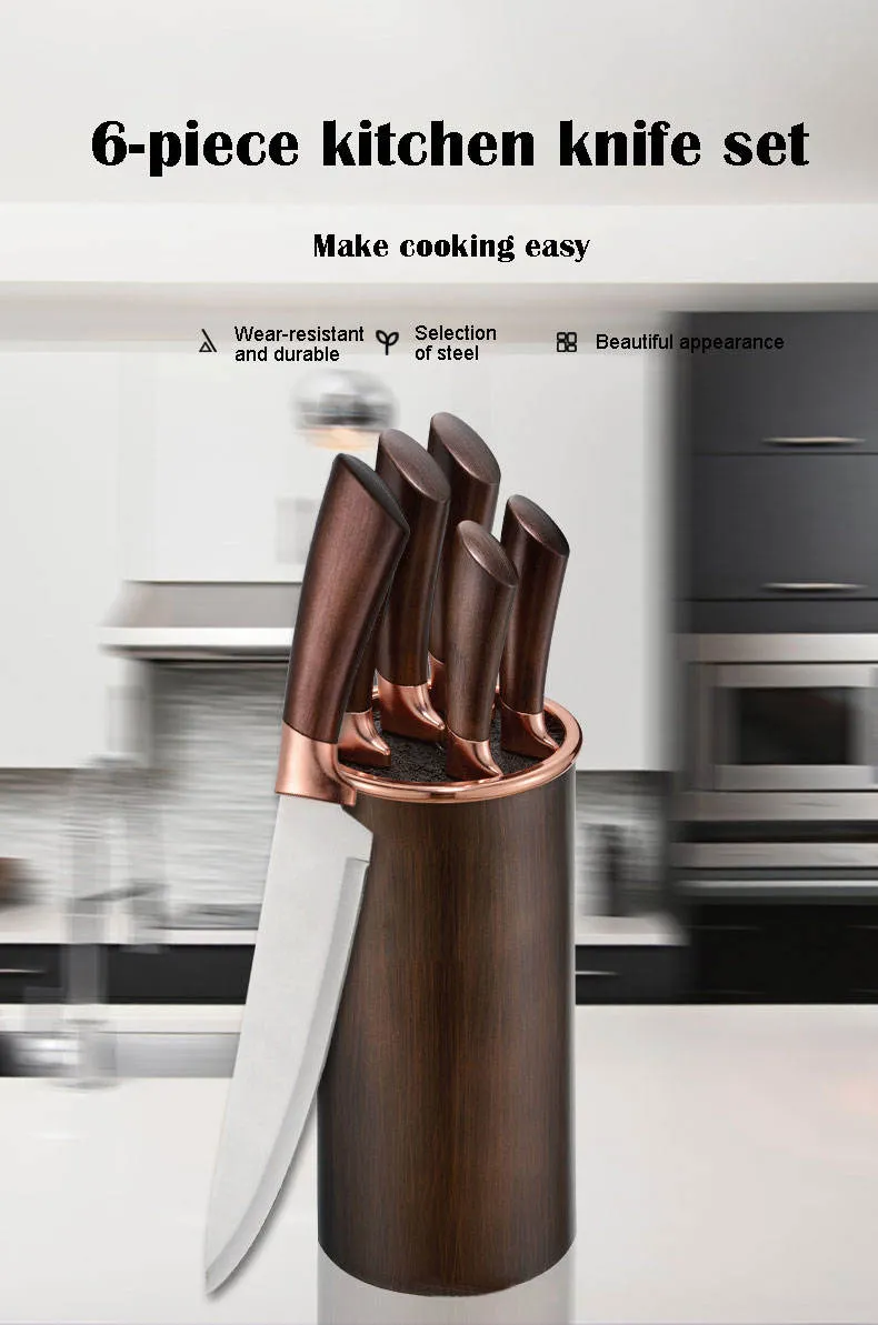 Knife Set,6 Pieces Knife Block with Knives,Premium Knife Set with High-Grade Stainless Steel Blades and Ergonomic Design,Chef's Knife, Kitchen Knives