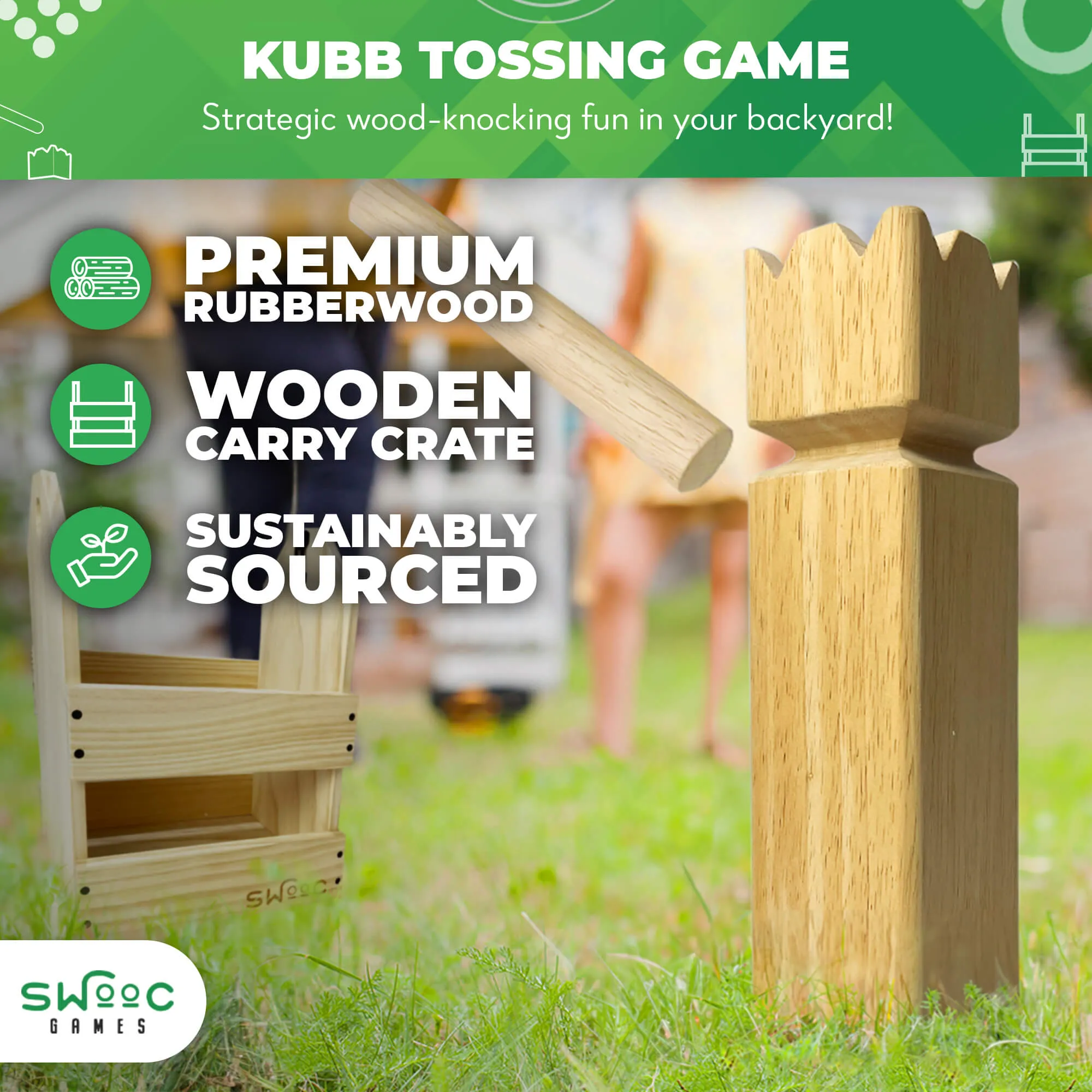 Kubb Yard Game With Crate