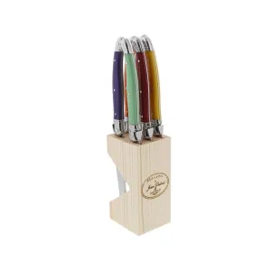 Laguiole Jean Dubost Maison Knife Set with Block Mixed 6 Piece