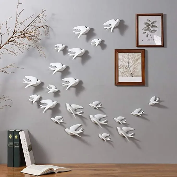 Large White Ceramic Wall Sparrows