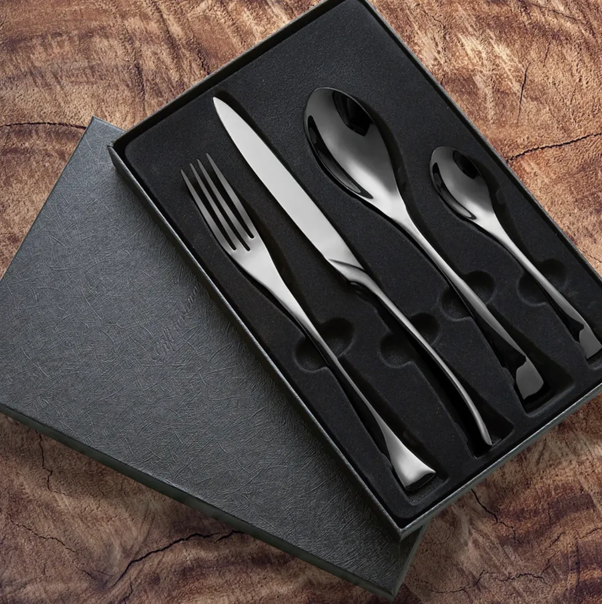 Le Milan Black Stainless Steel Dinnerware Set 12pc