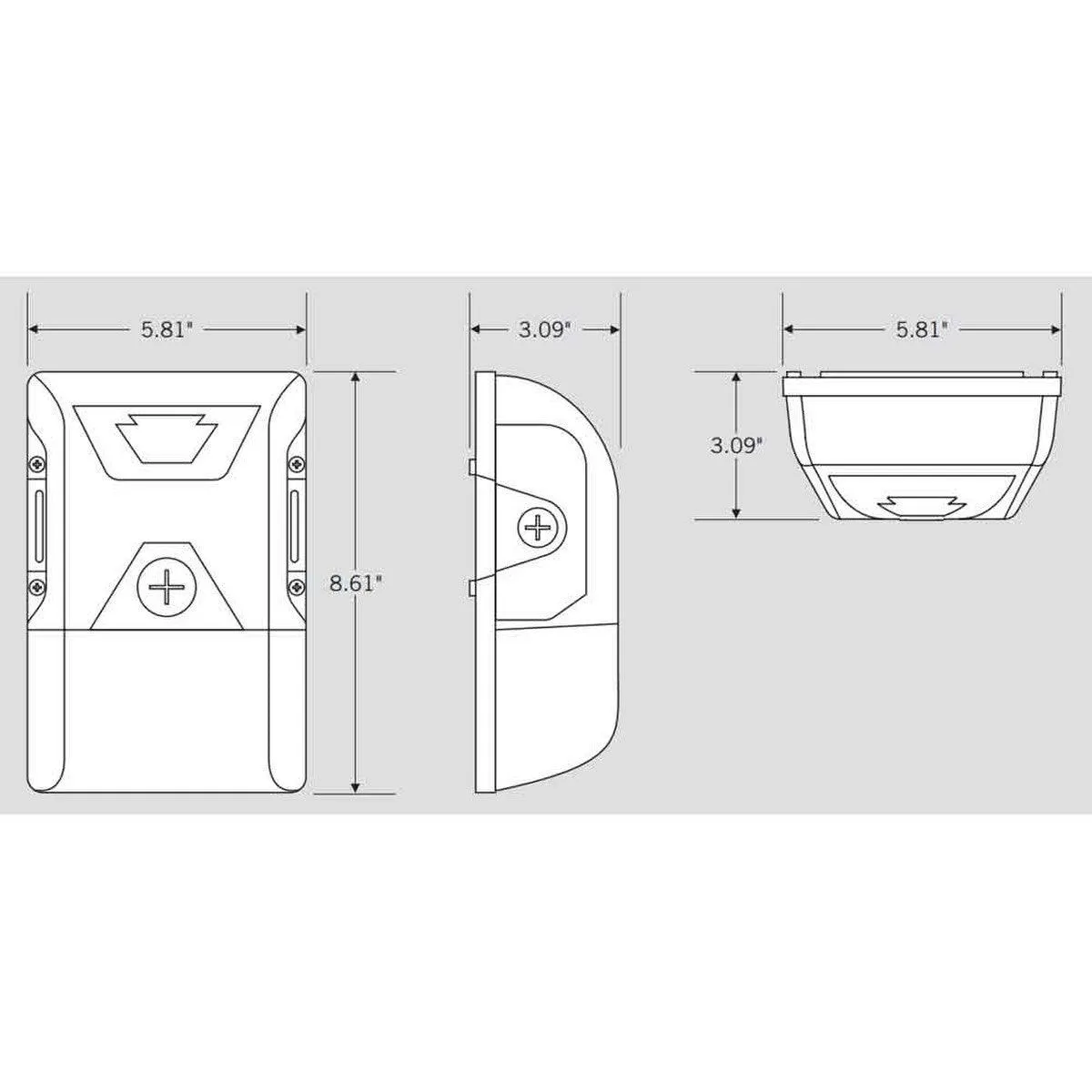 LED Mini Wall Pack With Photocell, 20 Watts, 2700 Lumens, 30K/40K/50K, 120-277V, Black Finish