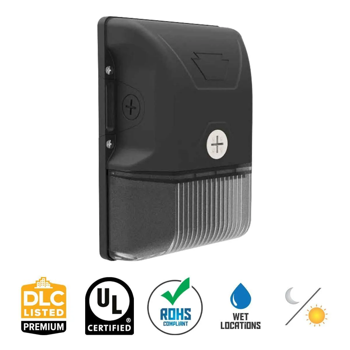 LED Mini Wall Pack With Photocell, 20 Watts, 2700 Lumens, 30K/40K/50K, 120-277V, Black Finish