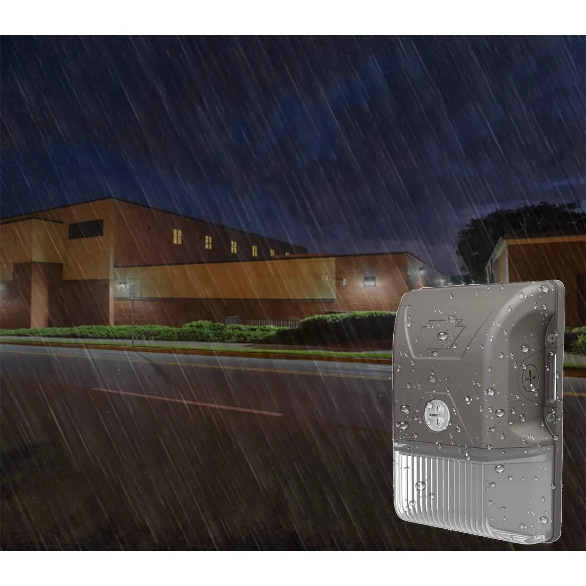 LED Mini Wall Pack With Photocell, 20 Watts, 2700 Lumens, 30K/40K/50K, 120-277V, Bronze Finish