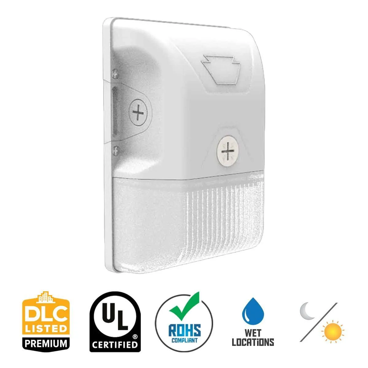 LED Mini Wall Pack With Photocell, 20 Watts, 2700 Lumens, 30K/40K/50K, 120-277V, White Finish