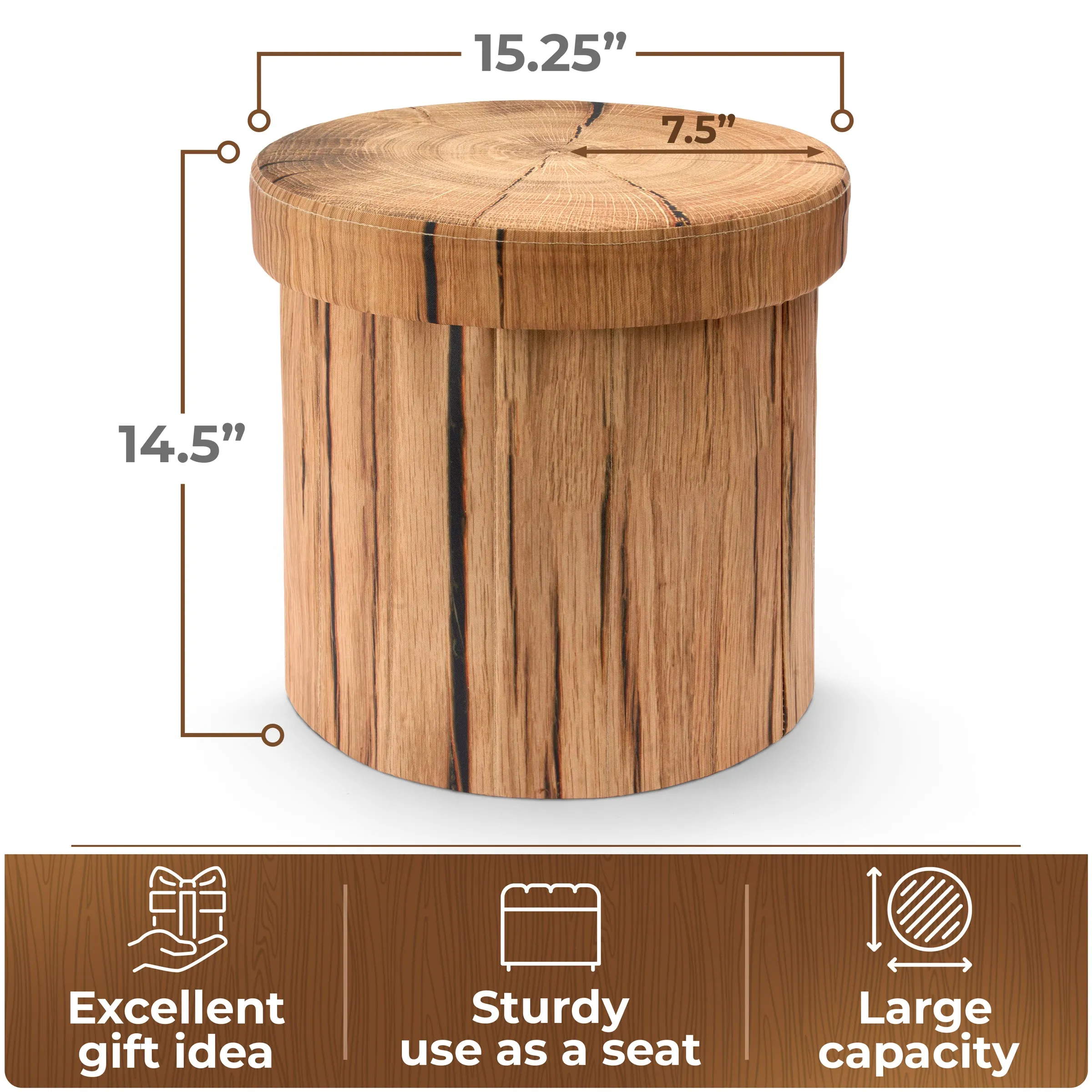 Log Print Storage Ottoman