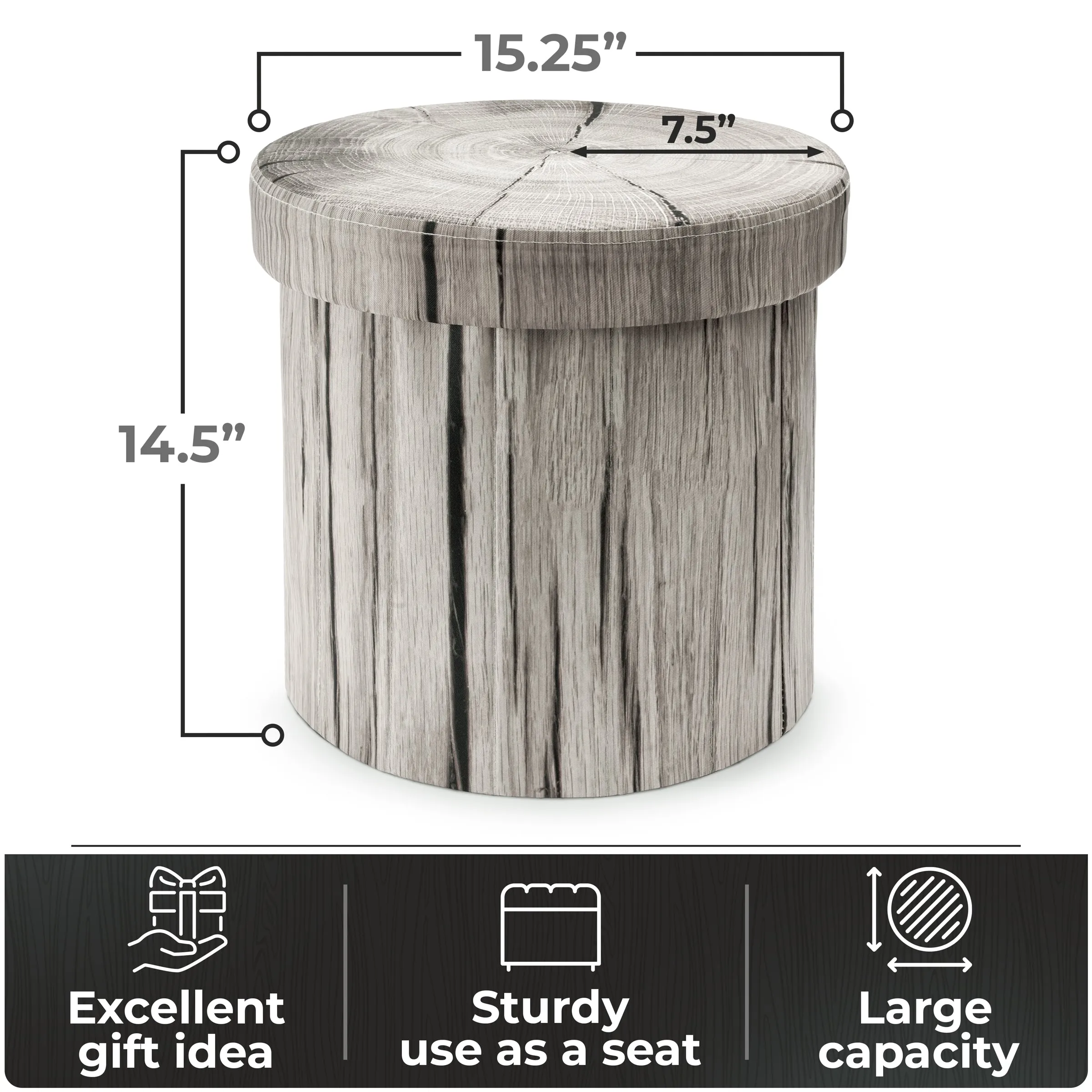 Log Print Storage Ottoman