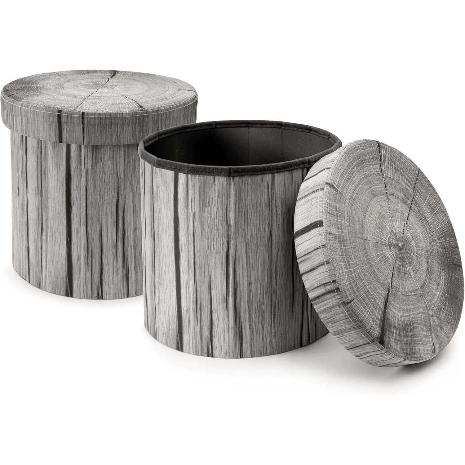 Log Print Storage Ottoman