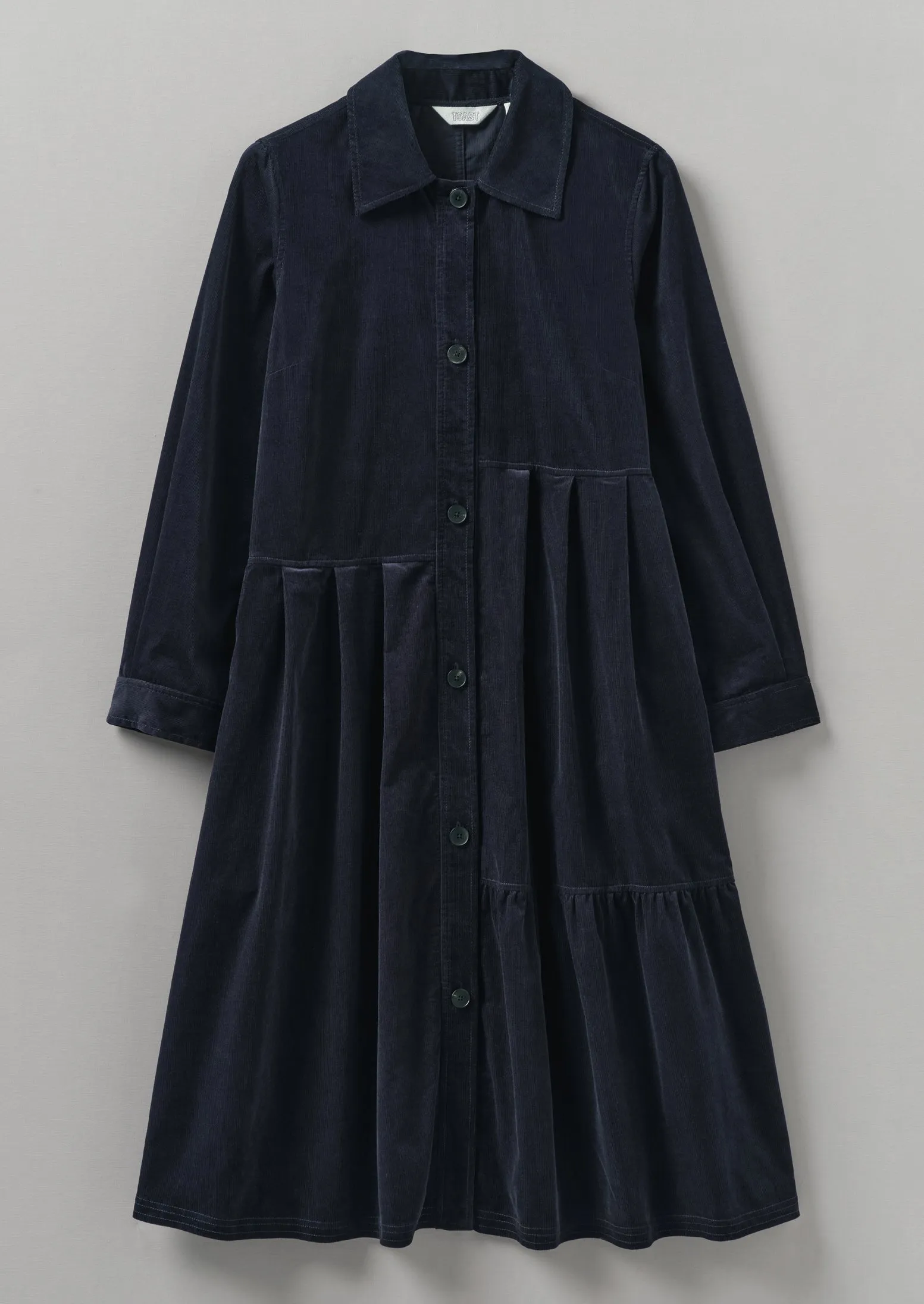 Panelled Organic Needlecord Dress | Navy