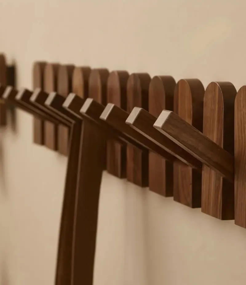 Picket Walnut Wood Coat Rack