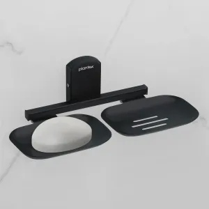 Plantex 304 Grade Stainless Steel Double Soap Holder for Bathroom/Soap Stands/Bathroom Accessories - Parv (Black)