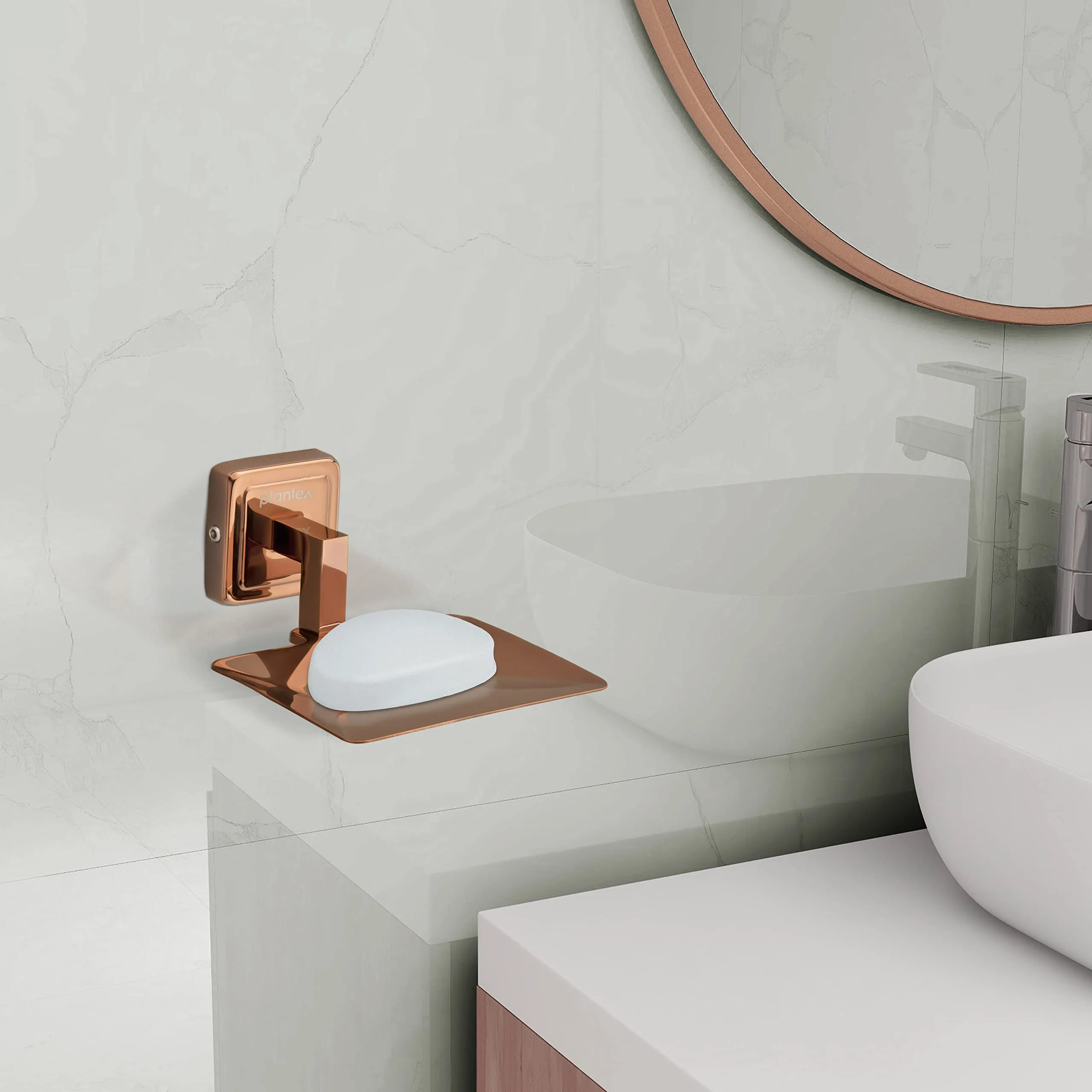 Plantex Deccan Rose Gold Soap Holder Stand for Bathroom and Wash Basin (304 Stainless Steel/Pack of 2)