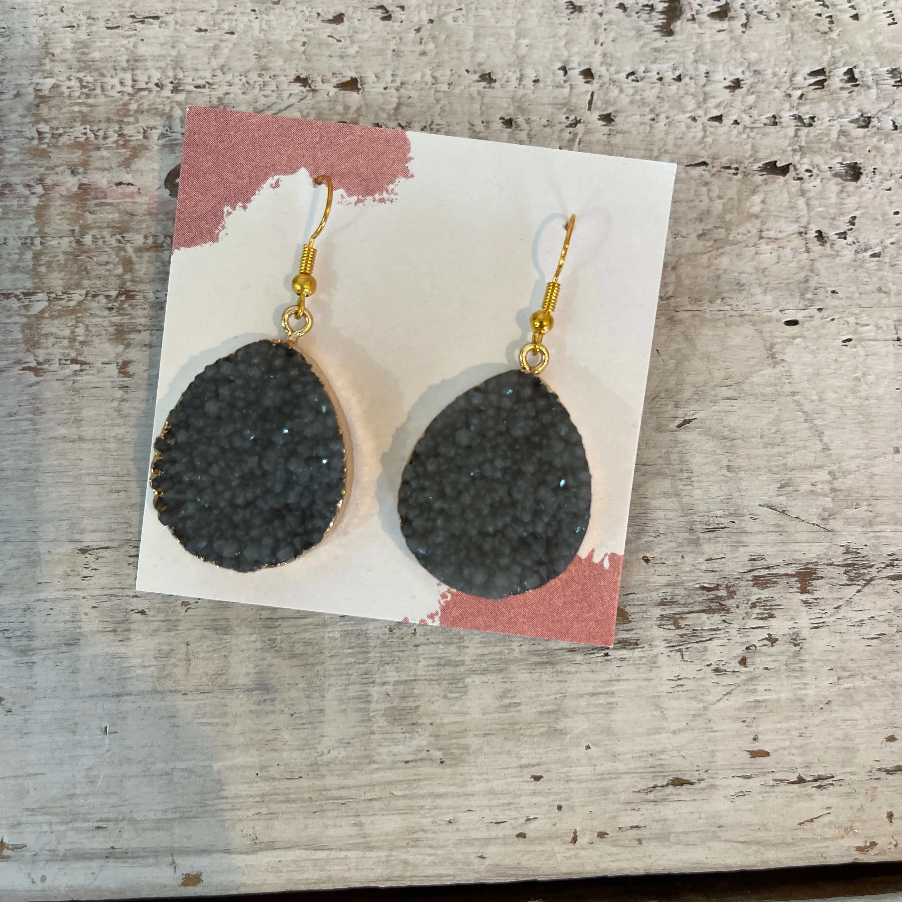 rolling thunder druzy drop earrings