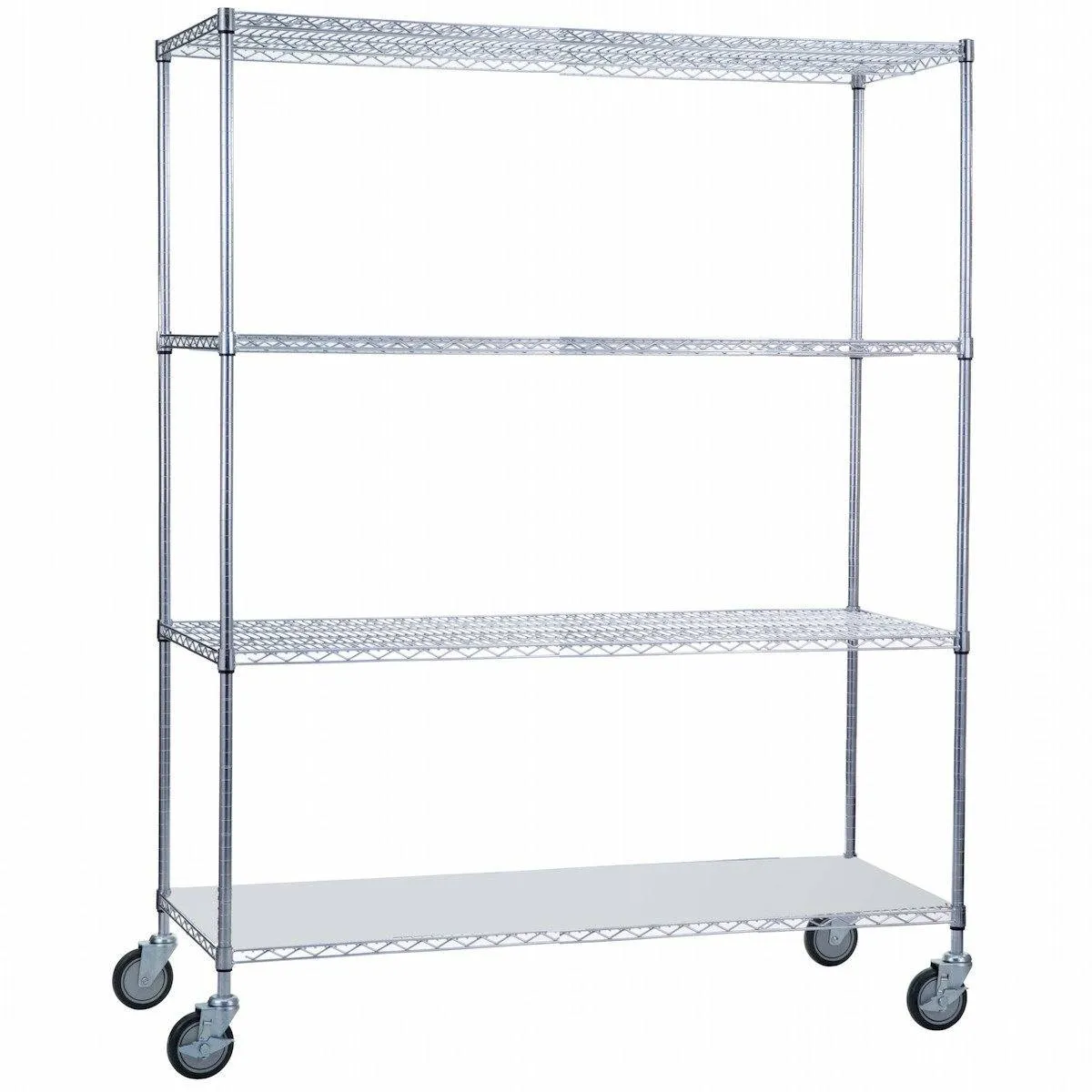 Rolling Wire Shelving Cart 18 x 60 x 78 With Solid Bottom