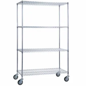 Rolling Wire Shelving Cart 24 x 36 x 68 Wire Shelves - SHORT