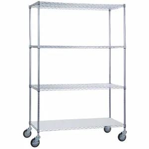 Rolling Wire Shelving Cart 24 x 48 x 78 with Solid Bottom