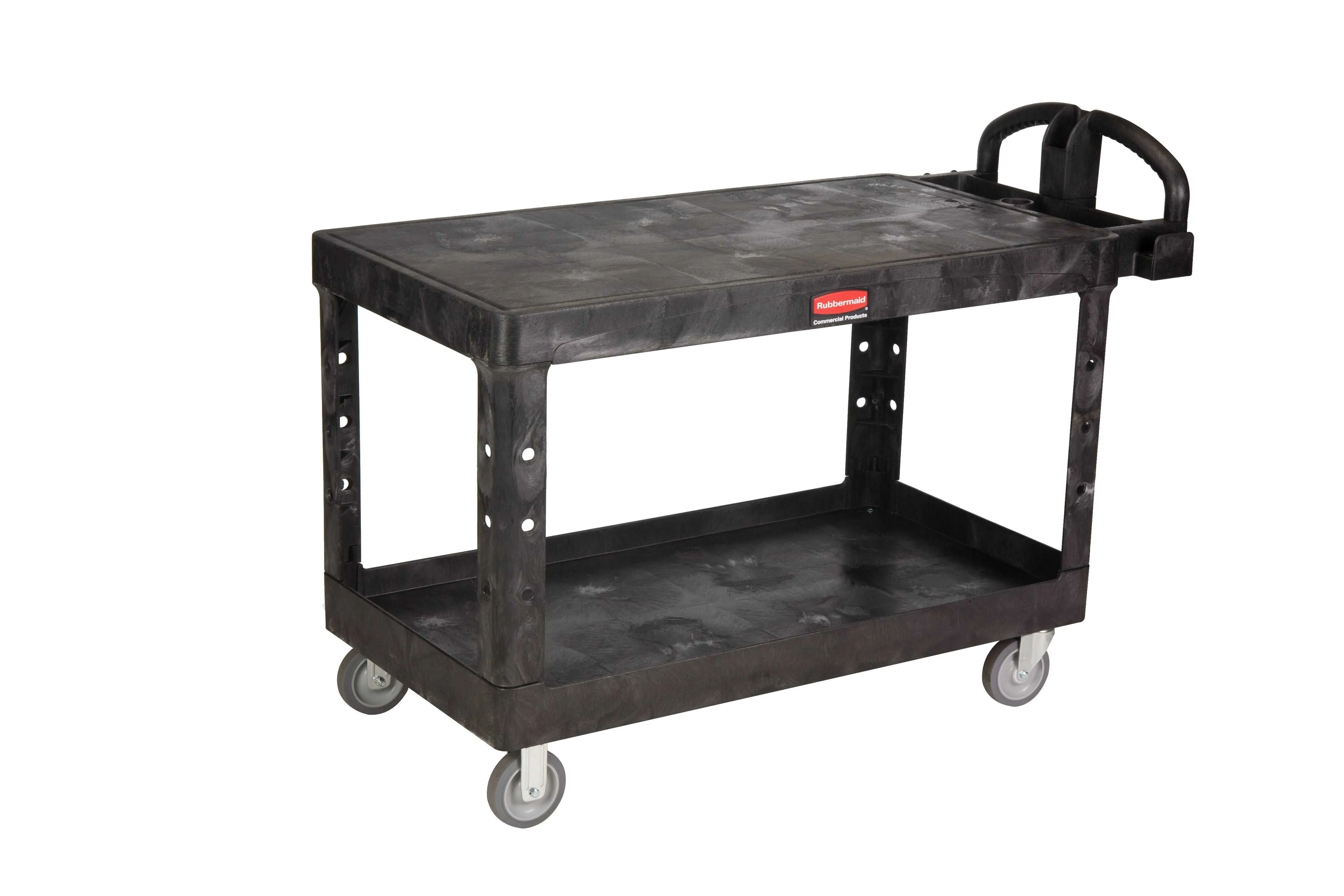 Rubbermaid® Heavy Duty 2-Shelf Large Utility Cart | Flat Shelf | Swivel Casters | 4545