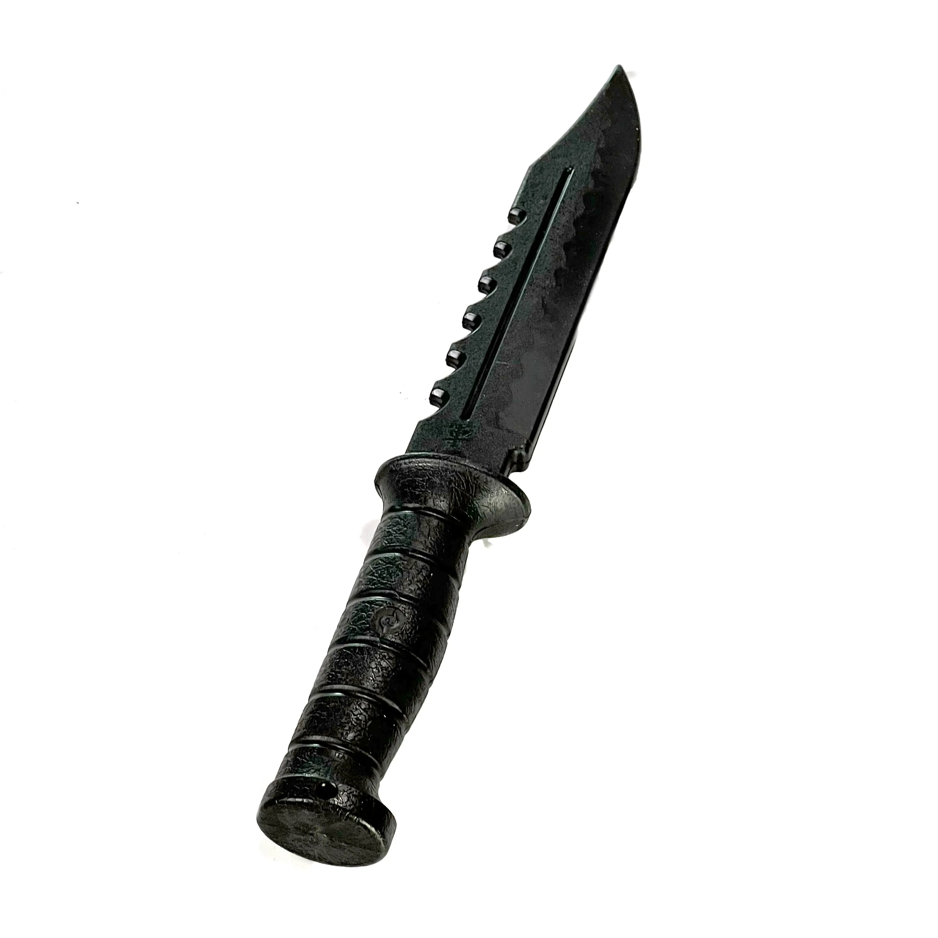 Serrated Spine Combat Rambo Style Poly Training Knife with 8.25 Inch Clip Point Blade Prop