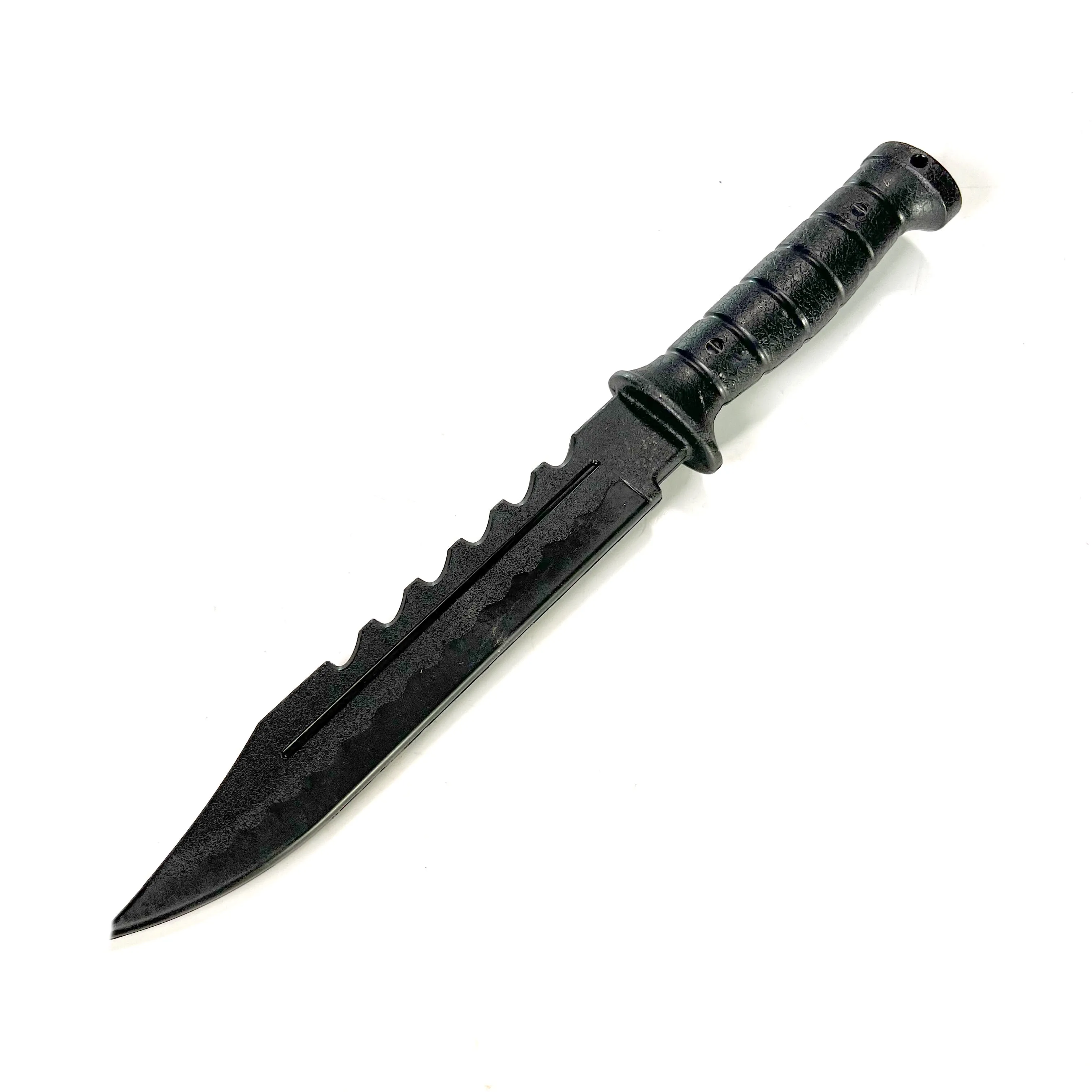 Serrated Spine Combat Rambo Style Poly Training Knife with 8.25 Inch Clip Point Blade Prop