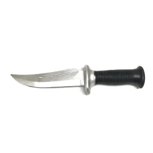 Silver and Black 11 Inch Survival Style Training Knife - Solid Rubber Contact Prop with Safe Blade