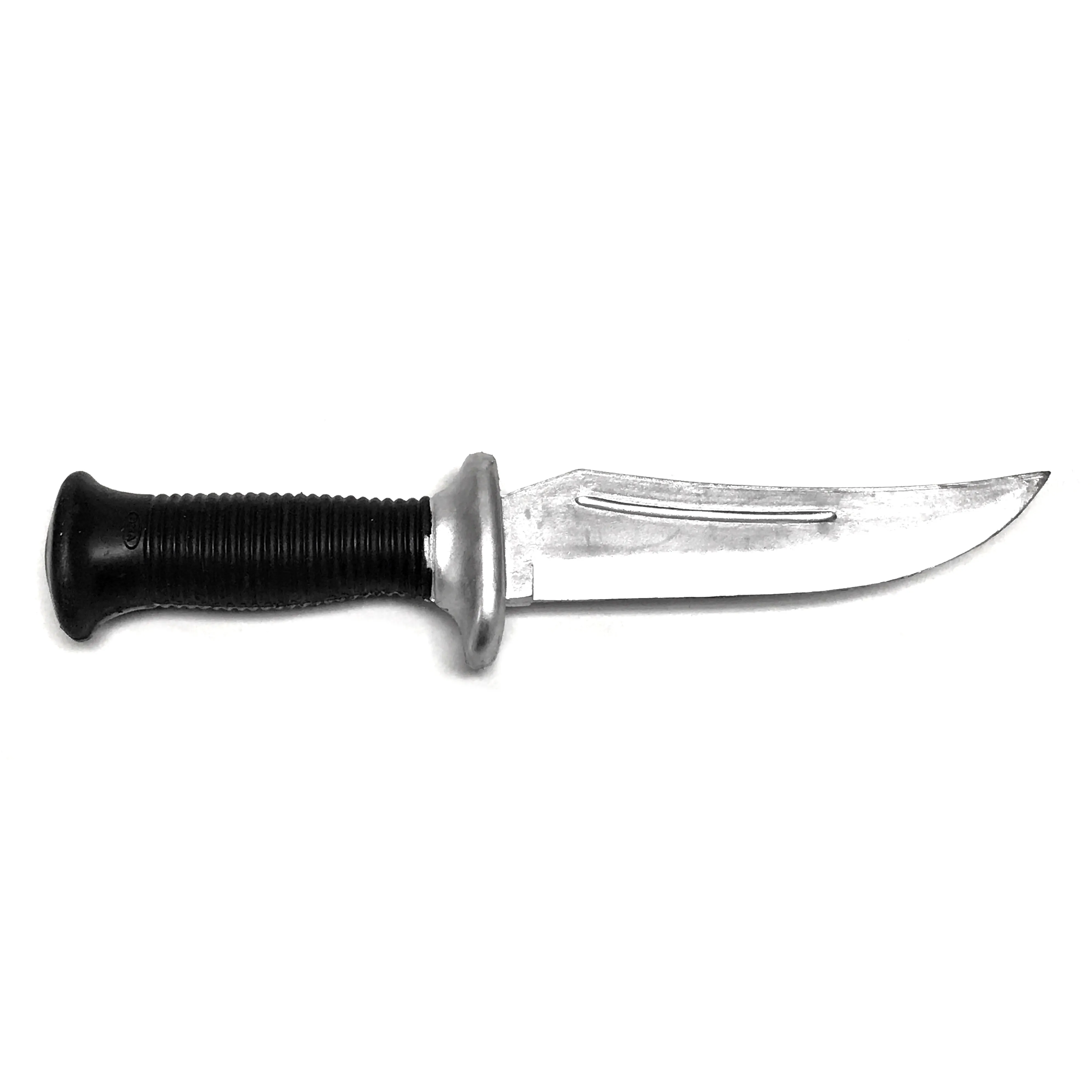 Silver and Black 11 Inch Survival Style Training Knife - Solid Rubber Contact Prop with Safe Blade