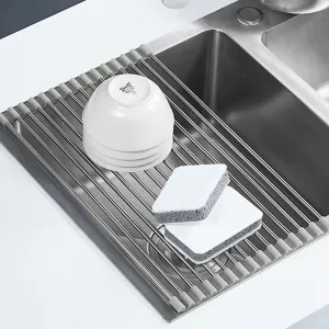 Stainless Steel Over Sink Roll Up Dish Rack