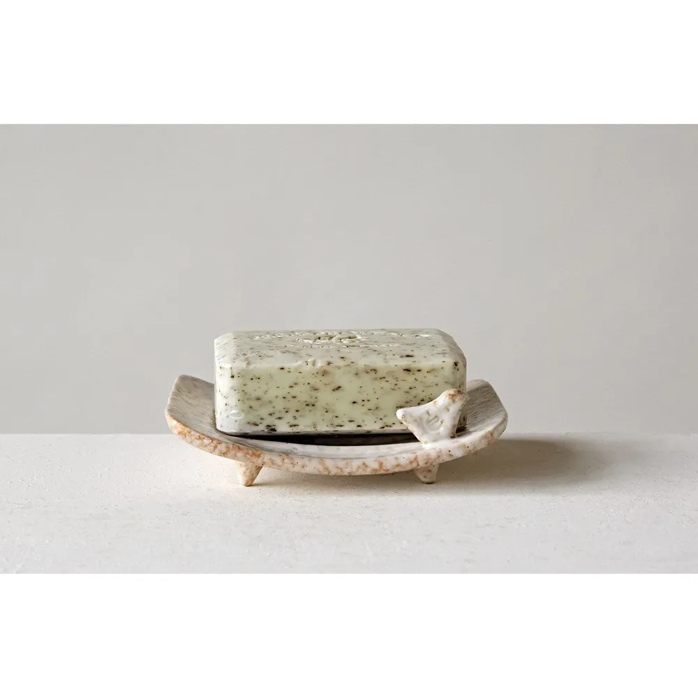 Stoneware Soap Dish w/ Bird