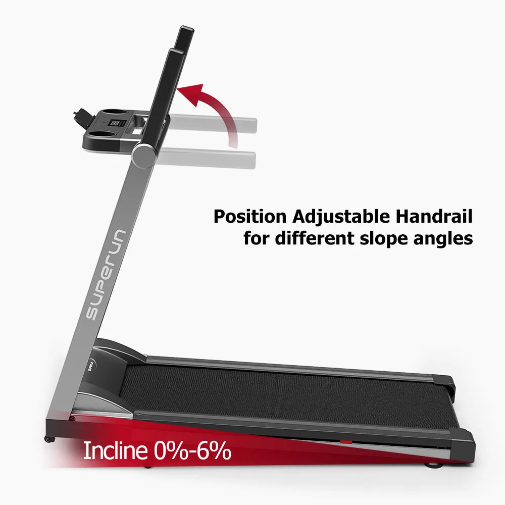 SupeRun® AS02 Inclined Foldable Smart 10 MPH Online Racing Treadmill Silver