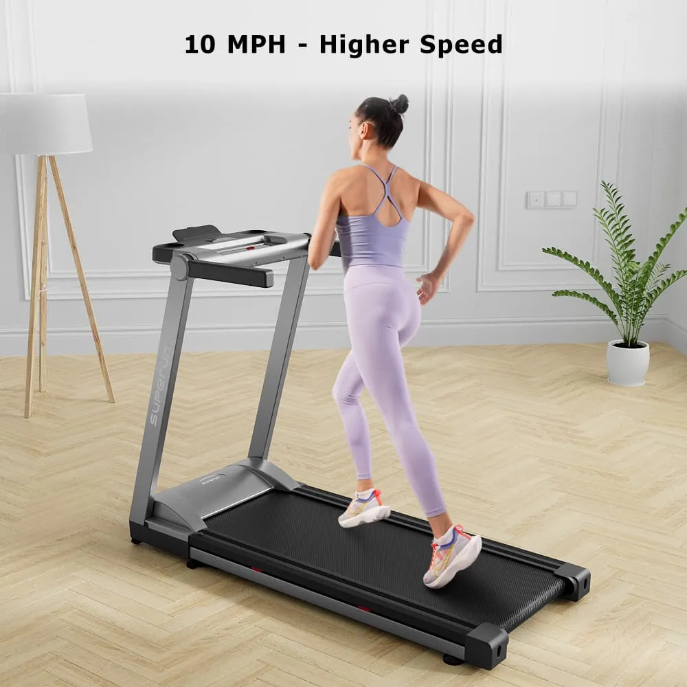 SupeRun® AS02 Inclined Foldable Smart 10 MPH Online Racing Treadmill Silver