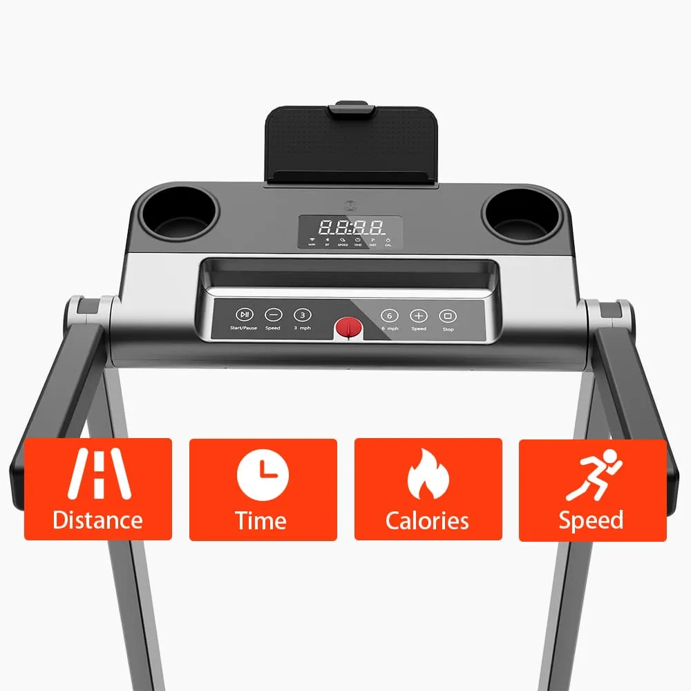 SupeRun® AS02 Inclined Foldable Smart 10 MPH Online Racing Treadmill Silver