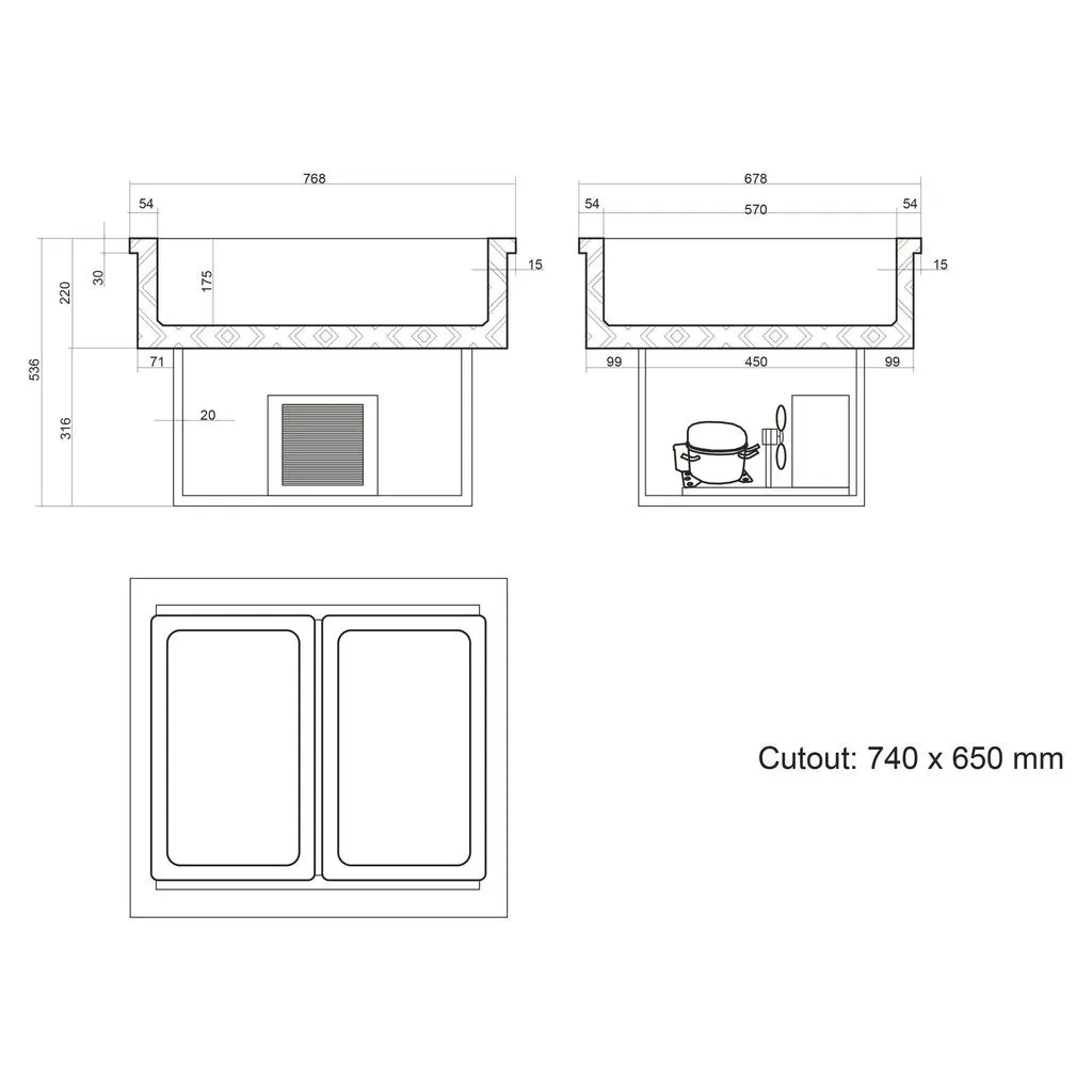 Tefcold CW2 69 Ltr Drop In Chilled Buffet Display Unit