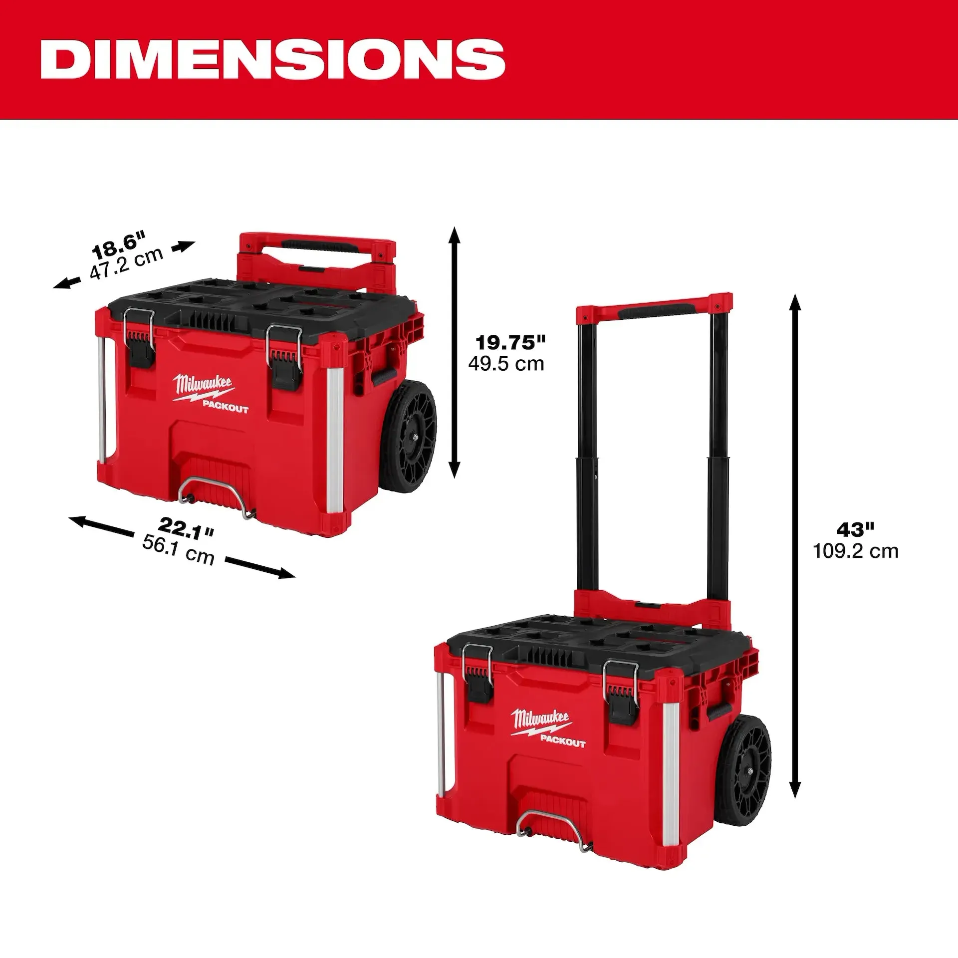 Tool Box - Milwaukee PACKOUT™ Rolling Tool Box, 48-22-8427