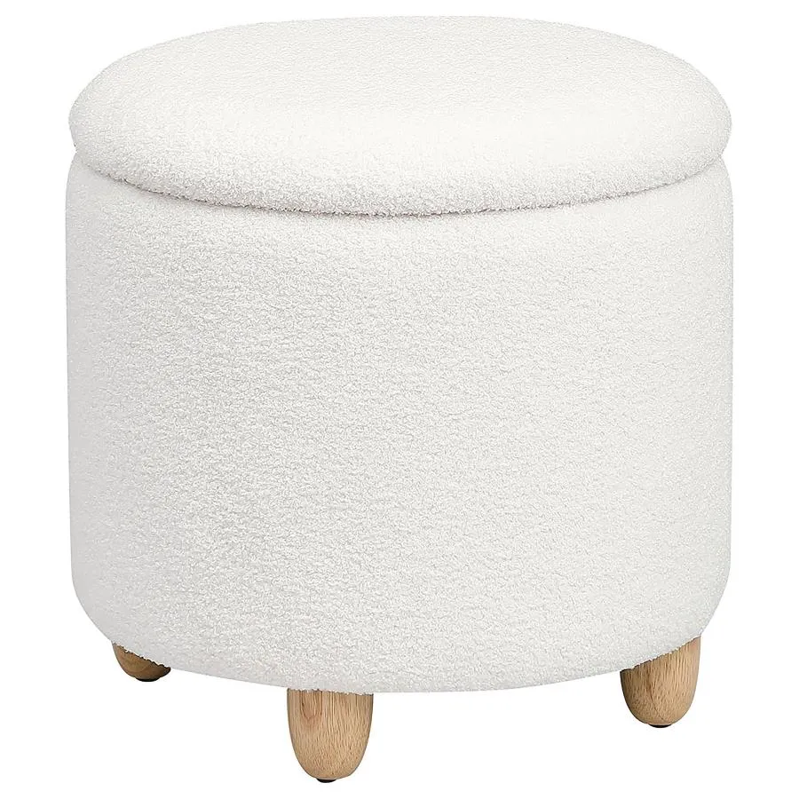 Valia Faux Sheepskin Upholstered Round Storage Ottoman