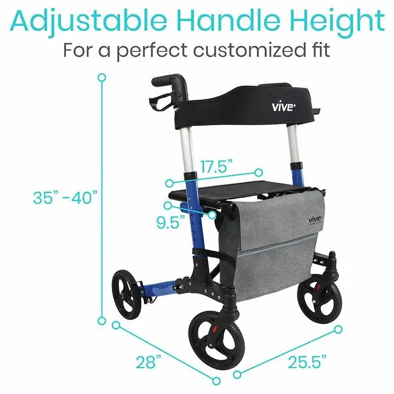 Vive Health Series T Foldable Rollator - Blue