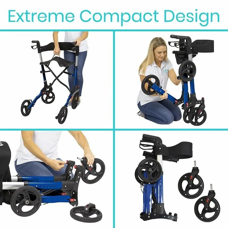 Vive Health Series T Foldable Rollator - Blue